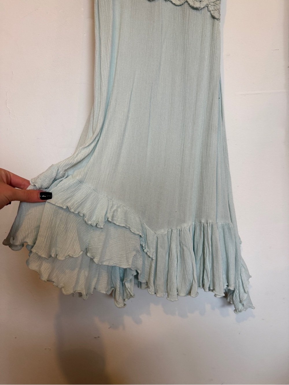 Free People Pale Blue Lace-Trim Mini Slip Dress - Picture 4 of 6